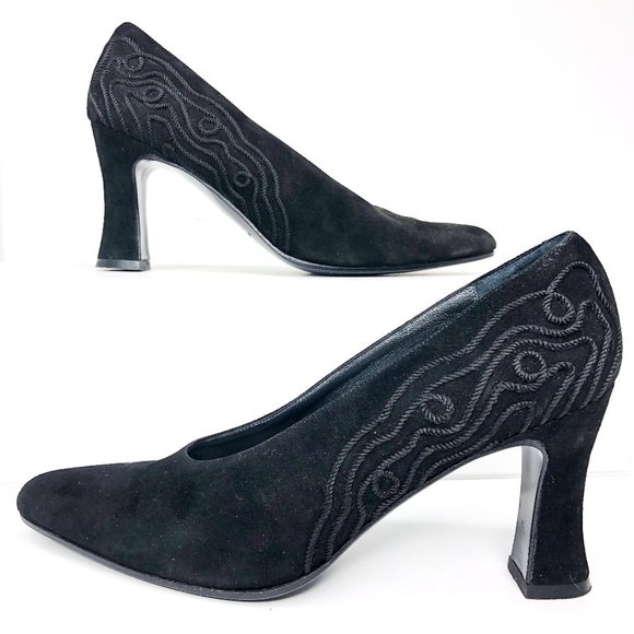 Paloma Womens Size 7 Black Suede Block Heel Pumps - Picture 1 of 8